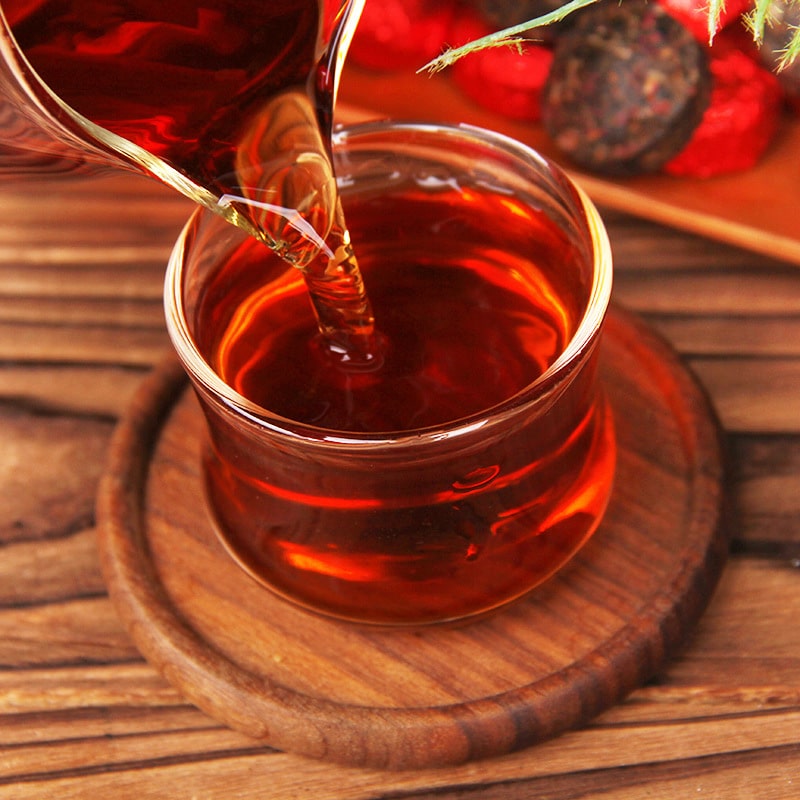 Чай пуер шу з трояндою "Hechangxuan" (Rose Pu-erh Tuocha), 5 г, міні точа