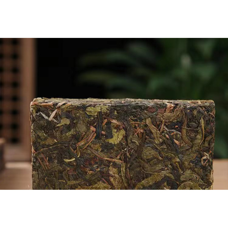 Чай шен пуер з великих дерев "Біндао Золоте Листя", 250 г, пресований чайний брикет