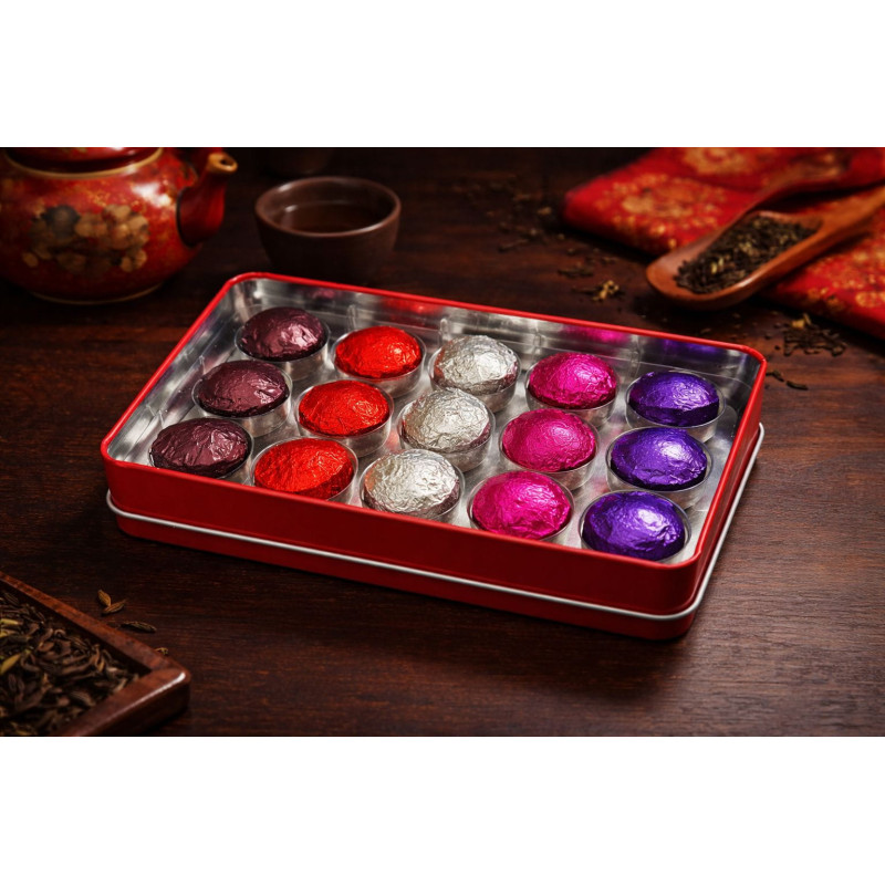 Подарунковий набір шу пуеру, асорті, 15 штук, банка